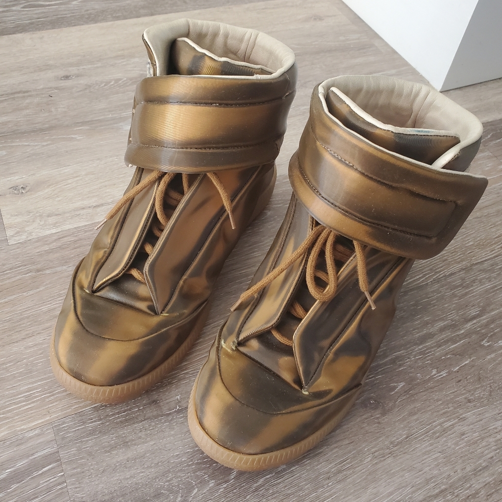 Maison Martin margiela holographic gold sneakers